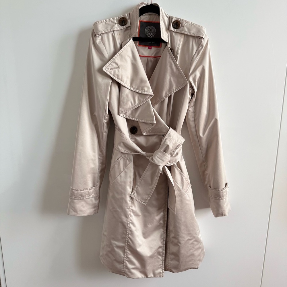 Vince Camuto Rain Trench Coat Sateen Twill